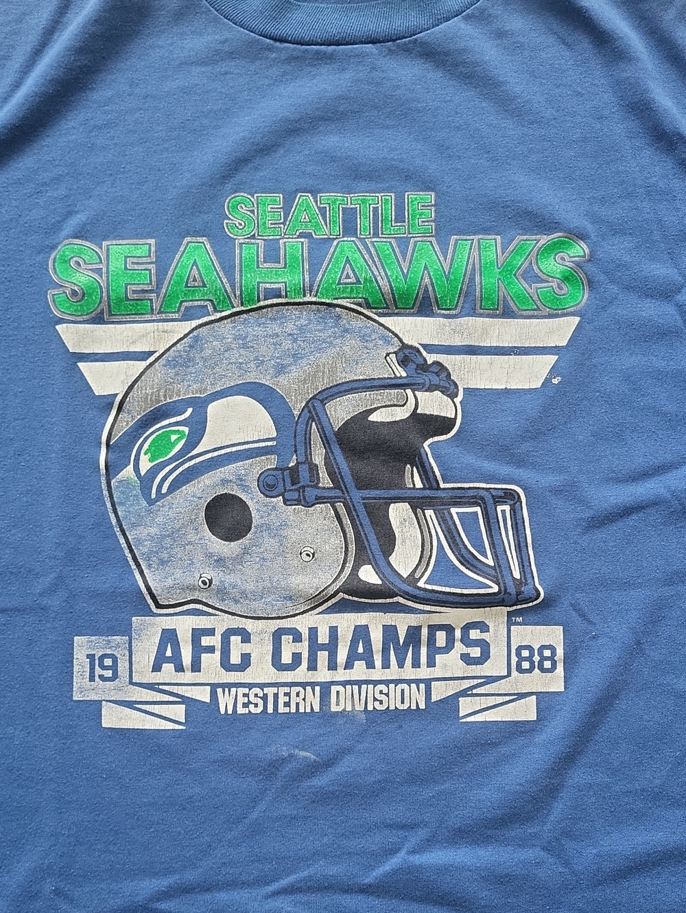 Vintage Seattle Seahawks Vintage AFC Champs Graphic Tee 1988 Size XL - Picture 2 of 8